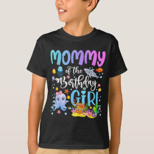 Camiseta Mamãe Da Menina De Aniversário Peixe Marinho Aquár