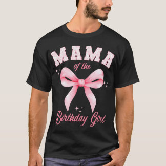 Camiseta Mamãe da Menina do Aniversário Rosa Floral Toile