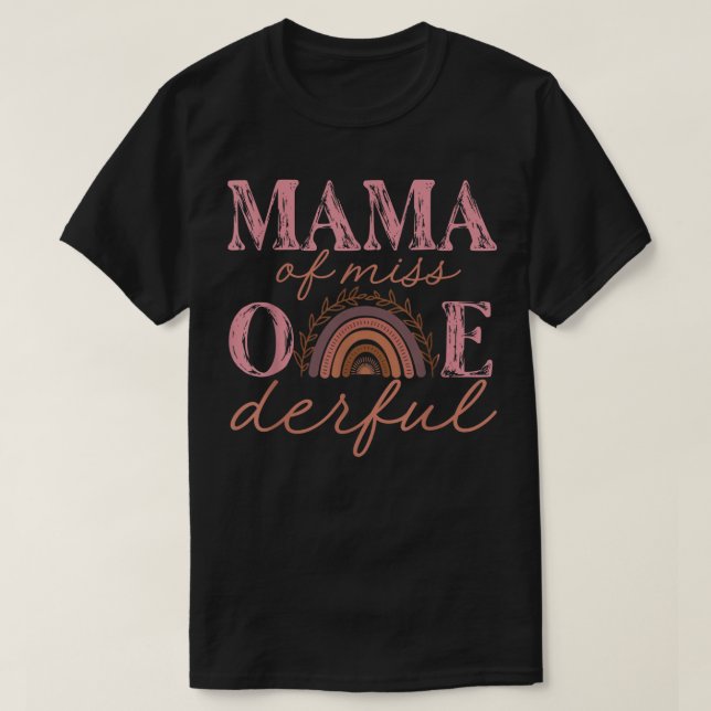Camiseta Mamãe da Pequena Senhorita Maravilha 1rua Boho (Frente do Design)