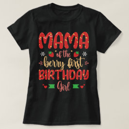 Camiseta Mamãe Da Primeira Rapariga De Aniversário, Mãe Eng