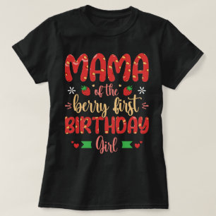 Camiseta Mamãe Da Primeira Rapariga De Aniversário, Mãe Eng