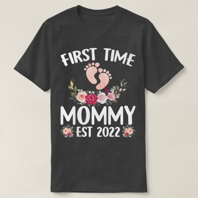 Camiseta Mamãe Da Primeira Vez Das Mulheres (Frente do Design)