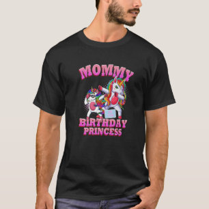 Camiseta Mamãe Da Princesa Aniversário Dabbing Unicorn Gi