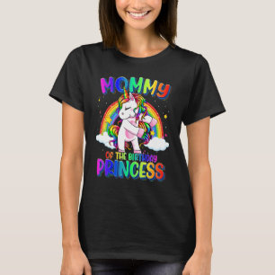 Camiseta Mamãe Da Princesa De Aniversário Flagindo Unicórn 