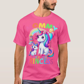 Camiseta Mamãe Da Princesa De Aniversário Mãe Do Unicórnio