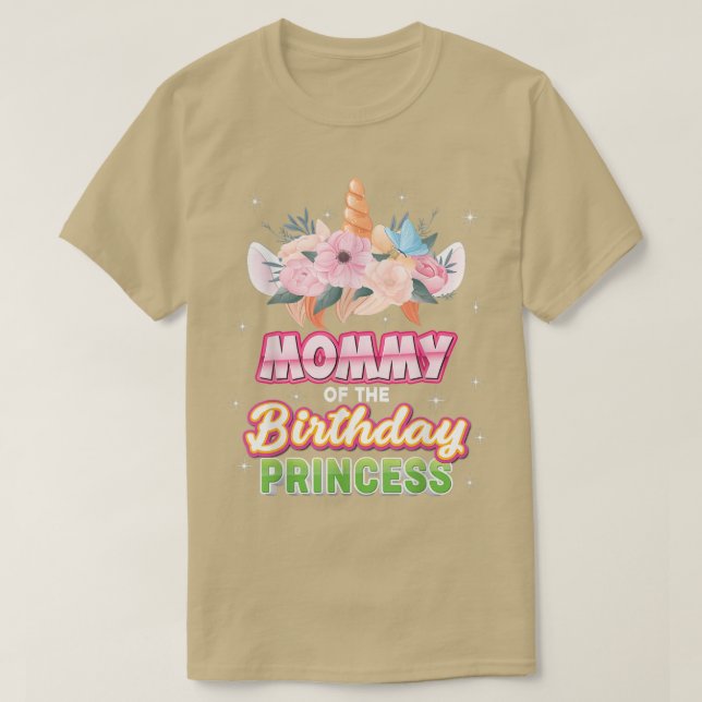 Camiseta Mamãe Da Princesa Feliz Unicórnio (Frente do Design)
