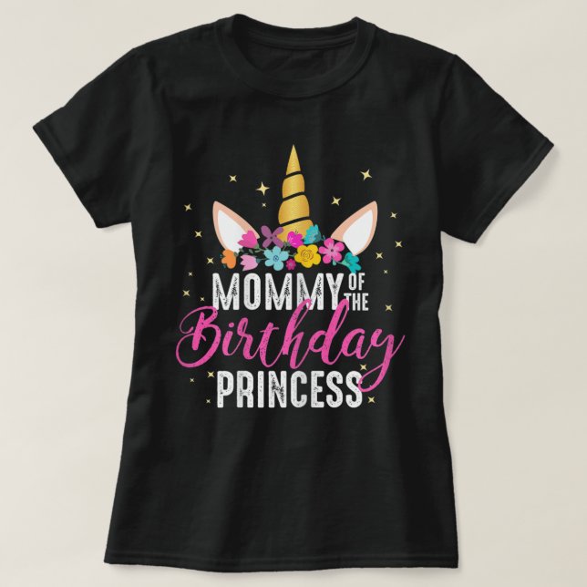 Camiseta Mamãe Da Princesa Mãe Unicórn (Frente do Design)