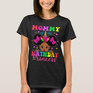 Camiseta Mamãe da princesa menina aniversariante afro melan