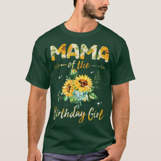 Camiseta Mamãe Da Rapariga De Aniversário, Design De Girass