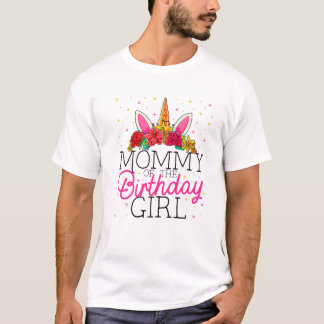Camiseta Mamãe Da Rapariga De Aniversário Mãe Unicórn