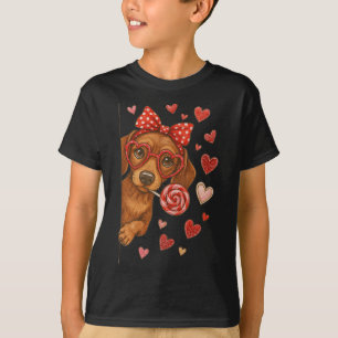 Camiseta Mamãe Dachshund do Dia dos Namorados Cachorrinho F
