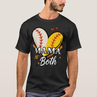 Camiseta Mamãe de Ambos o Dia do Jogo de Beisebol e Softbol