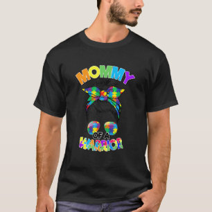 Camiseta Mamãe de Cabelo Desarrumado de Guerreiro do Autism