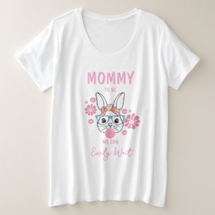 Camiseta Mamãe de Chá de fraldas de coelhinha floral rosa p