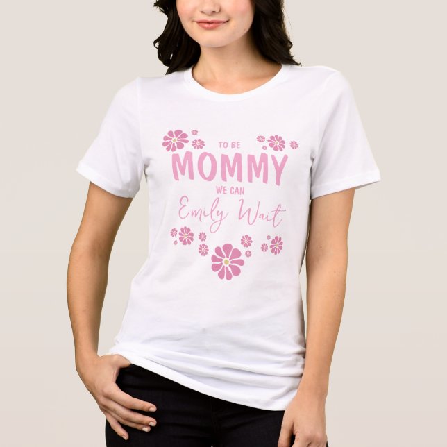 Camiseta Mamãe de Chá de fraldas de coelhinha floral rosa p (Frente)