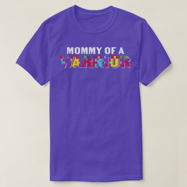 Camiseta Mamãe De Consciência Autismo De Um Autismo Guerrei (Frente do Design)