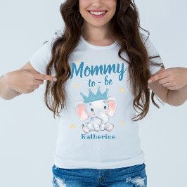 Camiseta Mamãe de elefante azul-branca para ser mãe