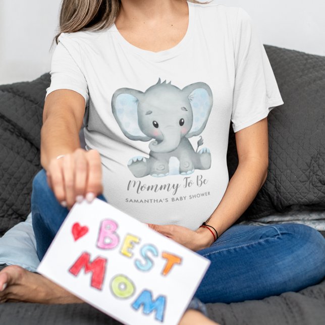 Camiseta Mamãe de Elefante de Menino Bonito para Ser Chá de (Cute Boy Elephant Mommy to Be Baby Shower T-Shirt)
