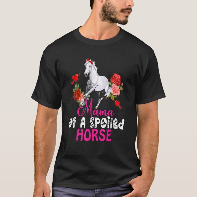 Camiseta Mamãe De Flores De Arco De Cavalo Com Fenda De Cav (Frente)