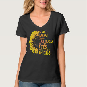 Camiseta Mamãe De Gato De Girassol Com Tatuagens Bonito De
