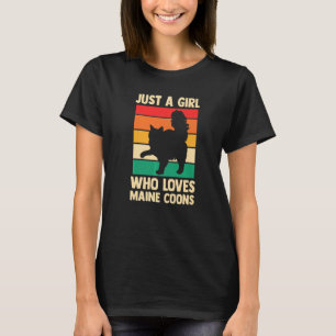 Camiseta Mamãe De Gato Só Uma Menina Que Ama Maine Coons