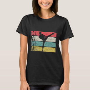 Camiseta Mamãe de Kickboxing Vintage Retro Silhueta de Kick