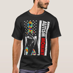 Camiseta Mamãe De Sinalizador Retroamericano Autismo Ursa F