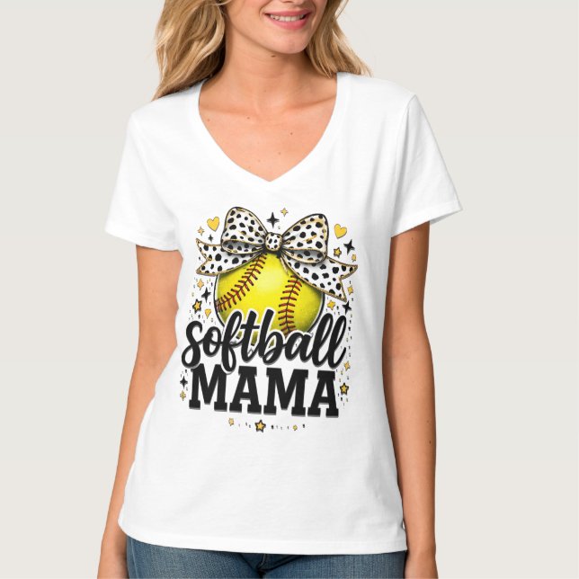 Camiseta Mamãe de Softbol Fofa (Frente)