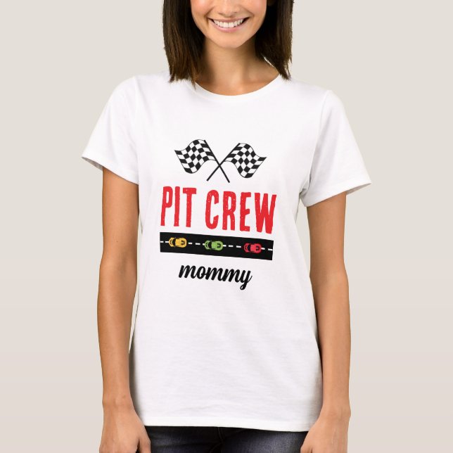 Camiseta Mamãe De Tripulação Branca De Carro Race (Frente)