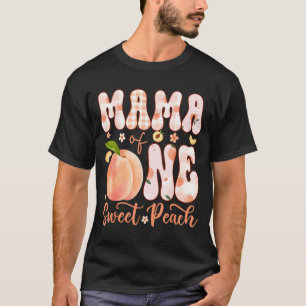 Camiseta Mamãe de um doce pêssego festa de 1º aniversário d
