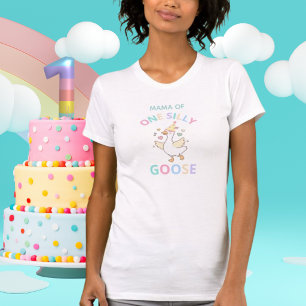 Camiseta Mamãe de um Ganso Bobo Primeiro Aniversário Mulher