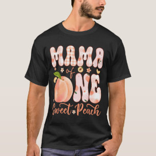 Camiseta Mamãe de uma Doce Pêssego Festa de 1º Aniversário