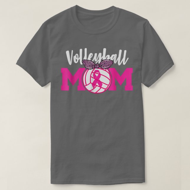 Camiseta Mamãe de Voleibol Fita Rosa Fita Sensibilização pa (Frente do Design)