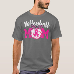 Camiseta Mamãe de Voleibol Fita Rosa Fita Sensibilização pa