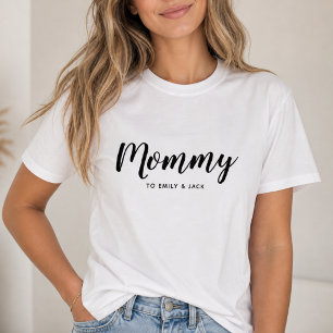Camiseta Mamãe   Dia de as mães de Nomes de Crianças da Mãe
