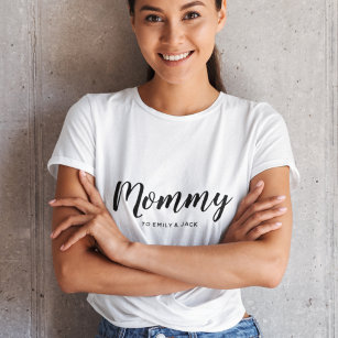 Camiseta Mamãe   Dia de as mães de Nomes de Crianças da Mãe