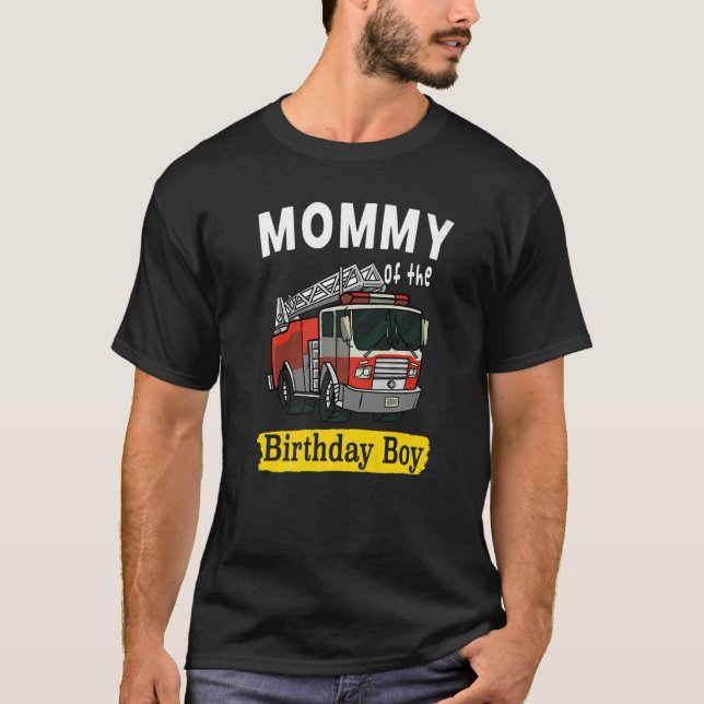 Camiseta Mamãe Do Aniversário Bombeiro Birt (Frente)