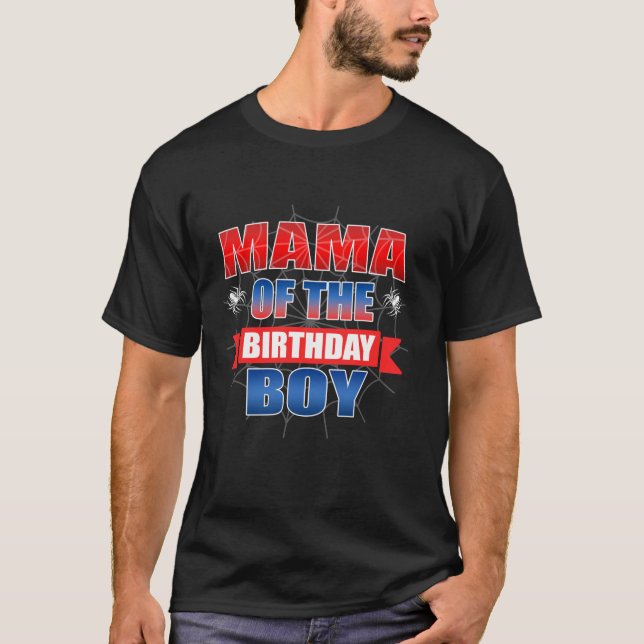 Camiseta Mamãe do Aniversário da Costume Spider Web Birthd (Frente)