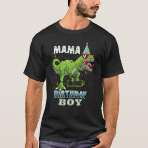 Camiseta Mamãe Do Aniversário Rex Dinosaur
