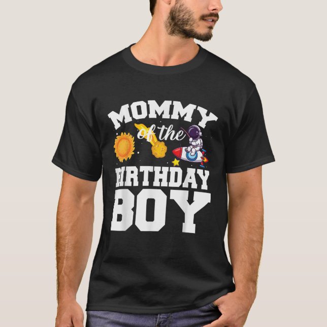 Camiseta Mamãe Do Astronauta Do Astronauta Birthday (Frente)