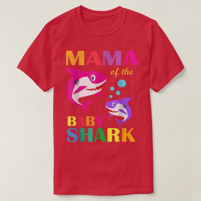 Camiseta Mamãe Do Bebê Aniversário Tubarão Mamãe Tubarão Mã (Frente do Design)
