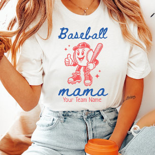 Camiseta Mamãe do Beisebol Personalizada & Personagem de Be
