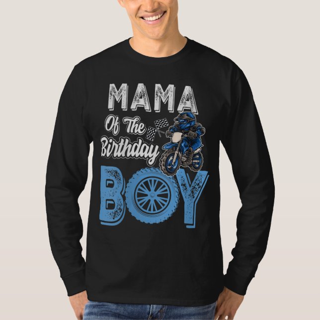 Camiseta Mamãe do Birthday Boy Dirt Bike B-day motocross (Frente)