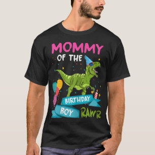 Camiseta Mamãe do Birthday Boy T-Rex RAWR Dinossaur Birt
