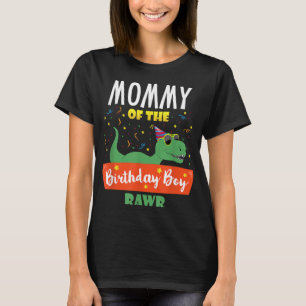 Camiseta Mamãe do menino de aniversário Dinossauro Raptor E