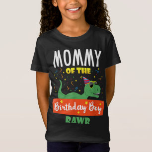 Camiseta Mamãe do menino de aniversário Dinossauro Raptor E