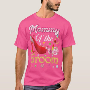 Camiseta Mamãe do Noivo Feliz Casamento Flor Rosa Sapato