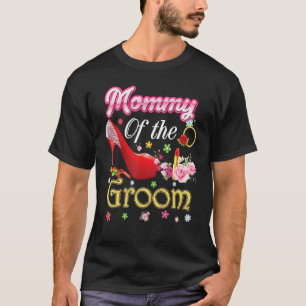 Camiseta Mamãe do Noivo Feliz Casamento Flor Sapato Rosa