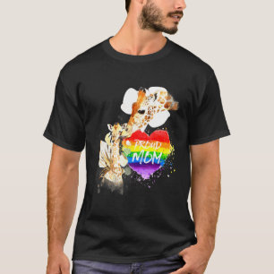Camiseta Mamãe do Orgulho Lgbt Girafa Orgulhosa Mãe Rainbow