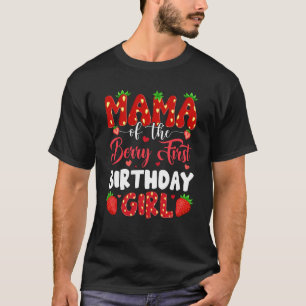 Camiseta Mamãe Do Primeiro Aniversário Da Garota Strawberr